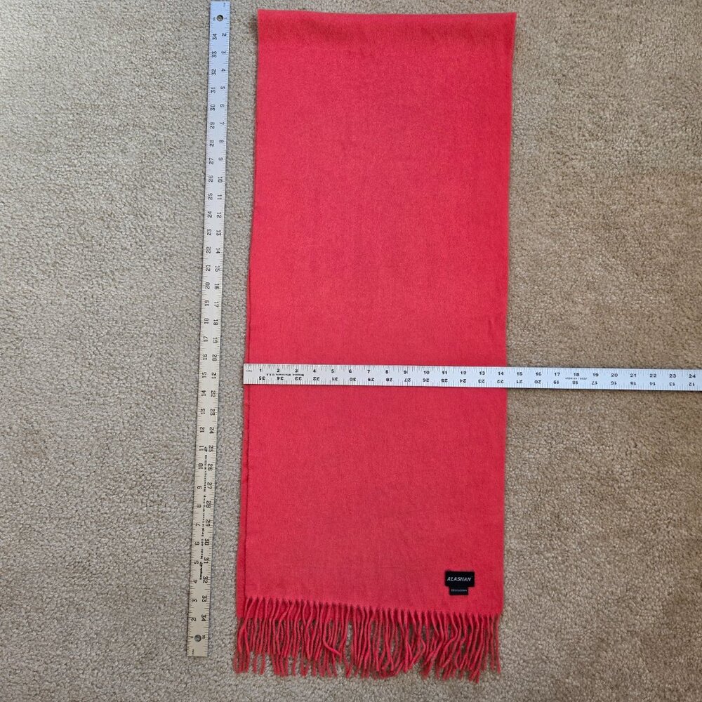 Cashmere Fringed Scarf Pink Alashan Lux - Picture 6 of 7